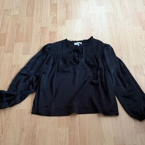 Wayf Black Women's Blouse with Pleated Detail